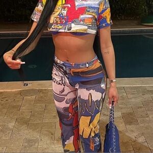 Colorful Graphic Women's Top & Pants